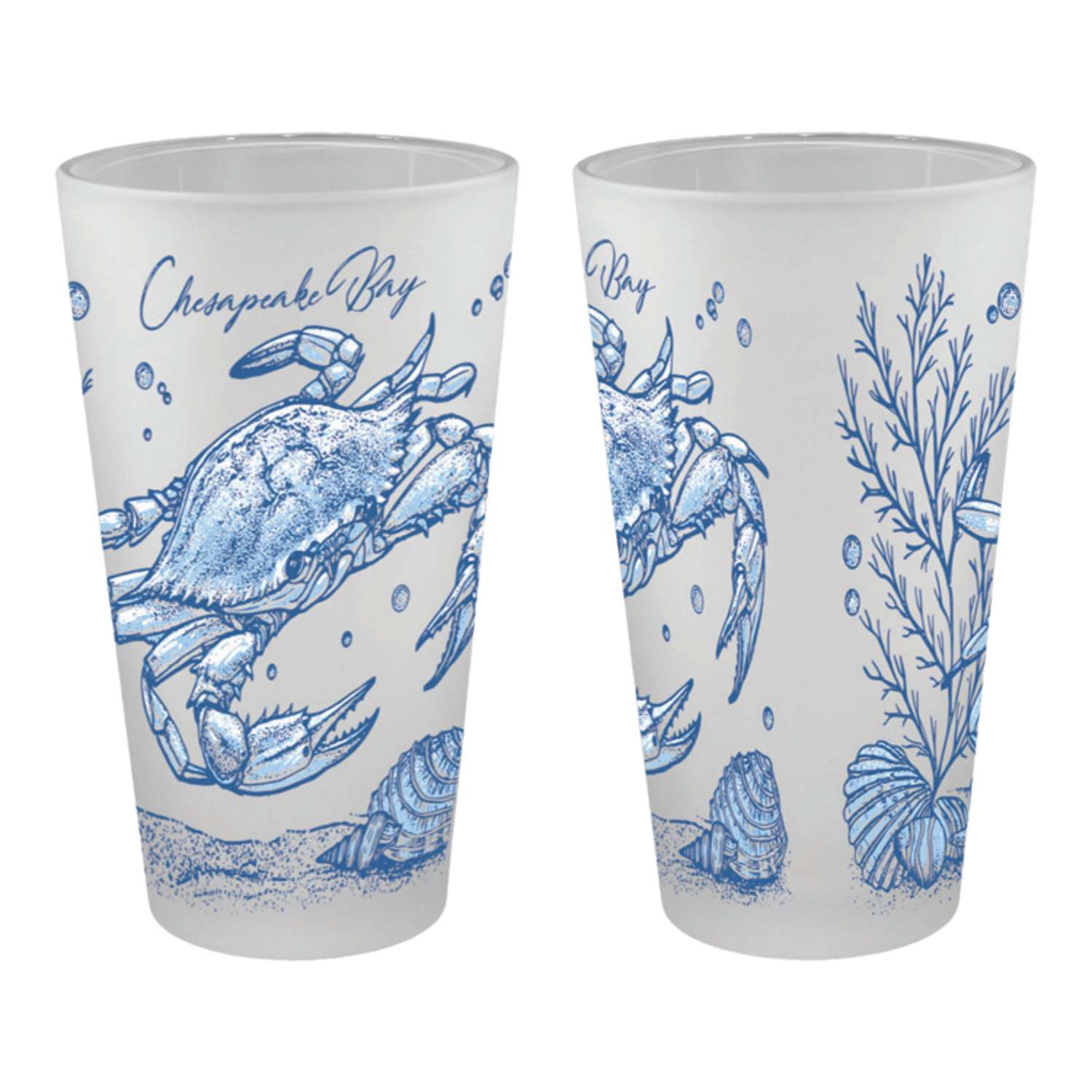 Maryland Blue Crab Frosted Pub Glass